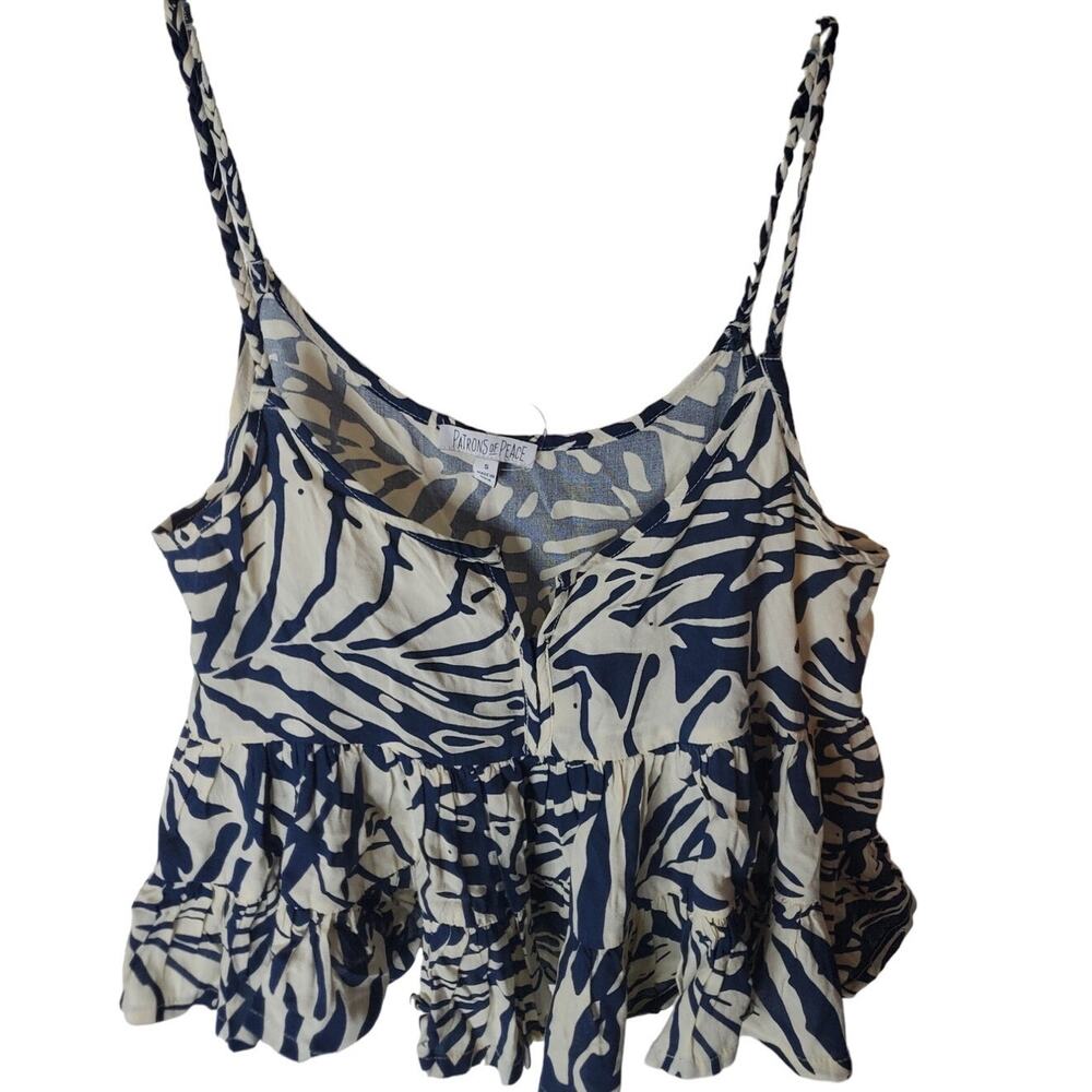 Patrons of Peace Navy and Cream Tank Blouse, Small